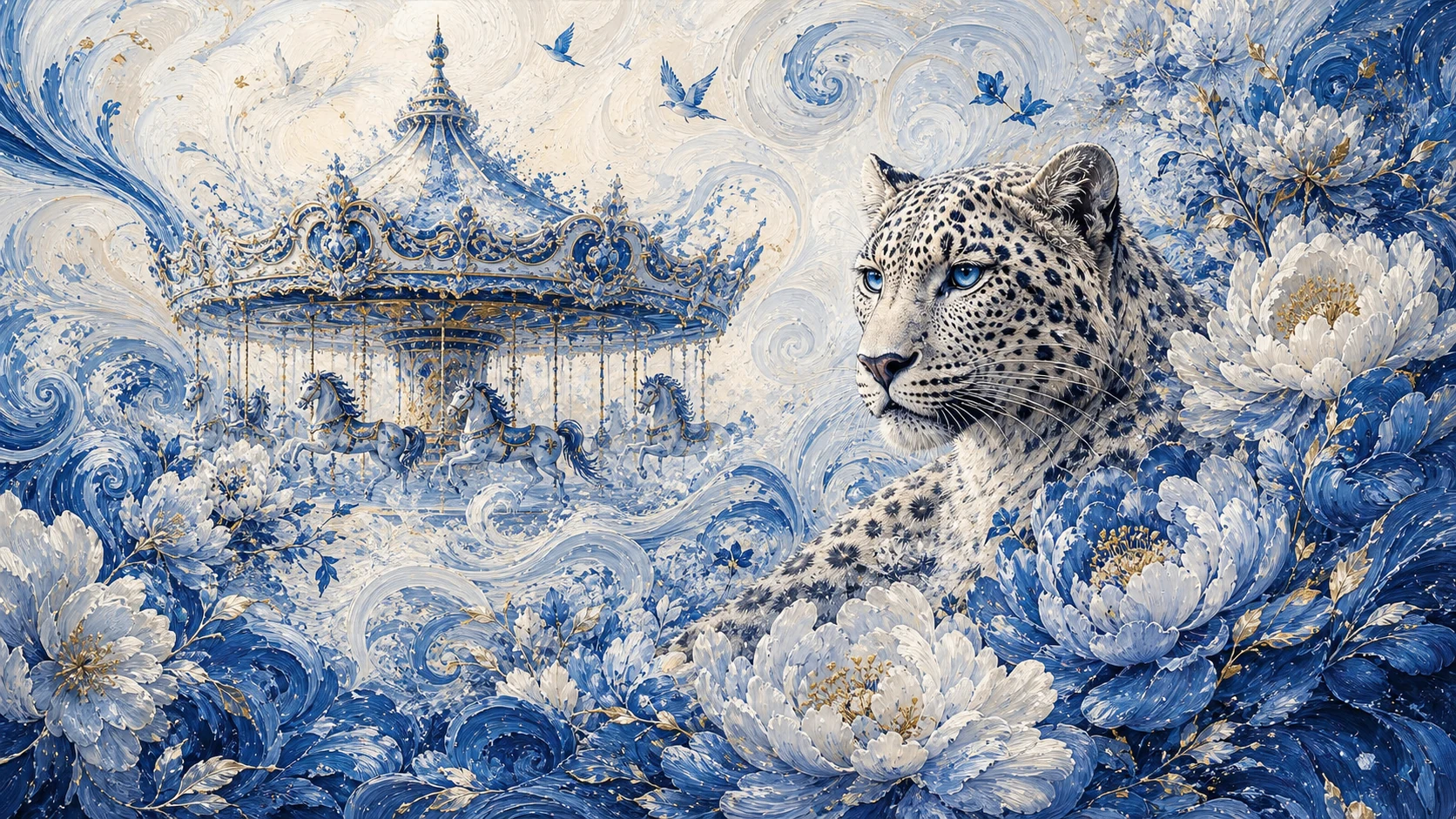 Snow Leopard, blue-and-white flowers and a carousel woven into the MSIF 2027 design atmosphere