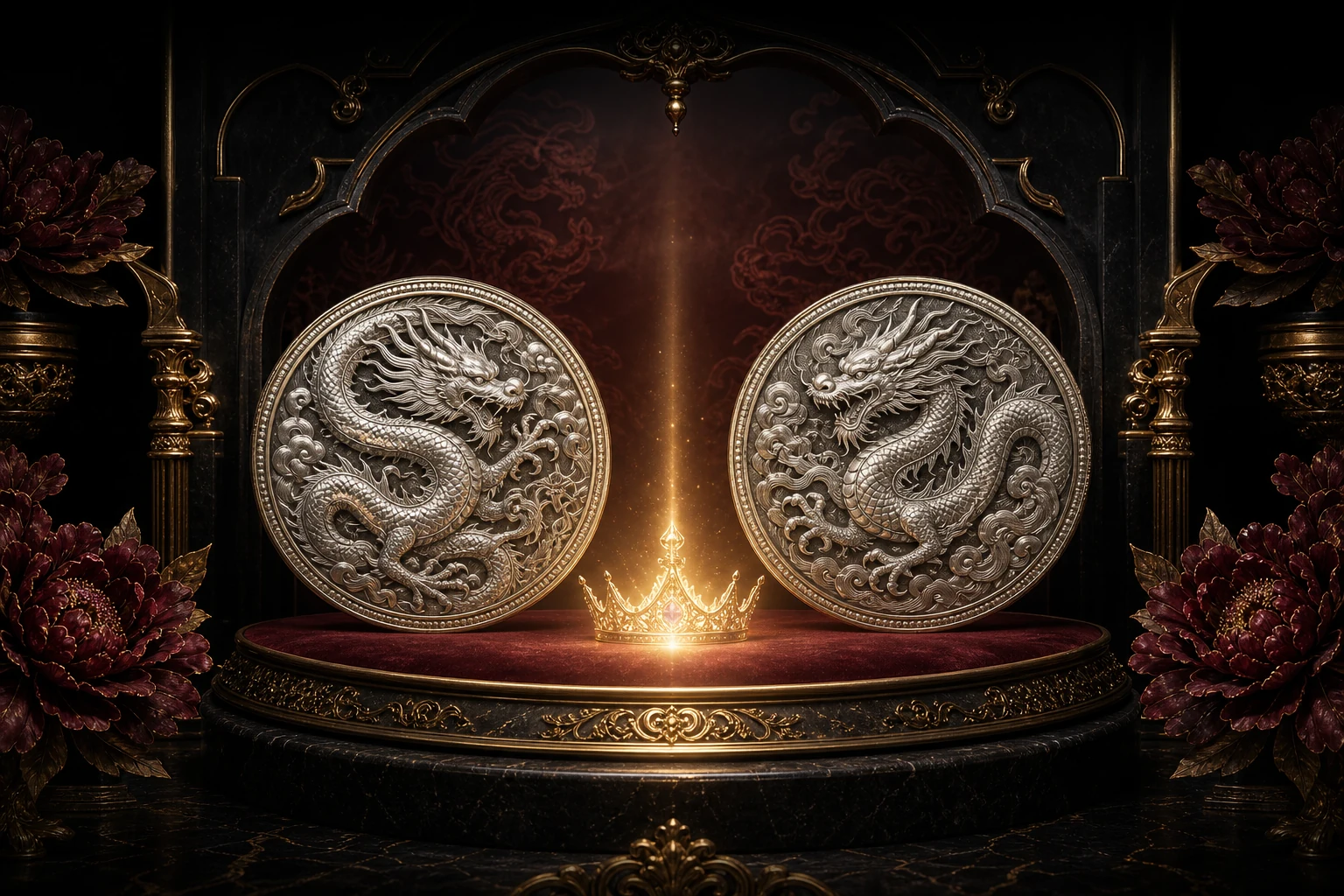 Artistic twin-dragon presentation for Premium Lucky Numbers